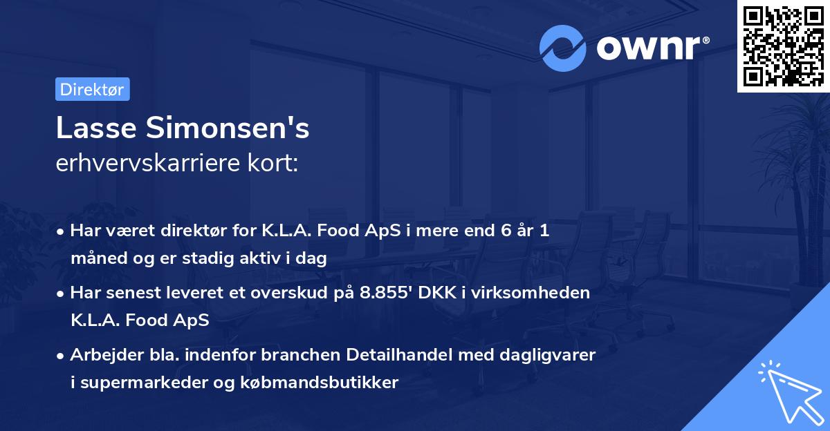 Lasse Simonsen's erhvervskarriere kort