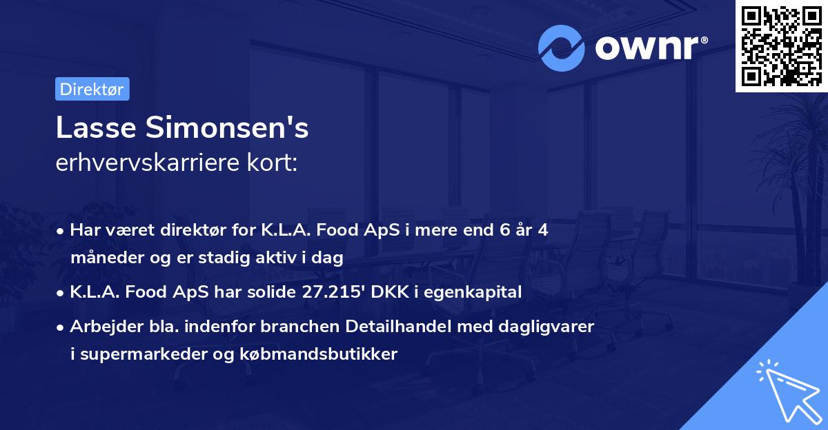 Lasse Simonsen's erhvervskarriere kort