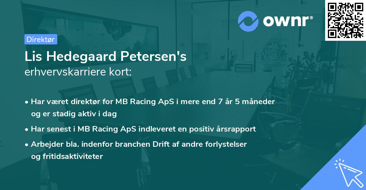 Lis Hedegaard Petersen's erhvervskarriere kort