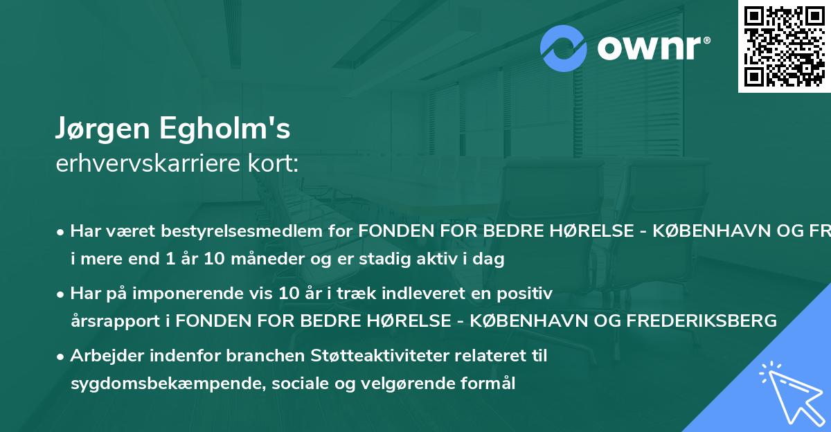Jørgen Egholm's erhvervskarriere kort