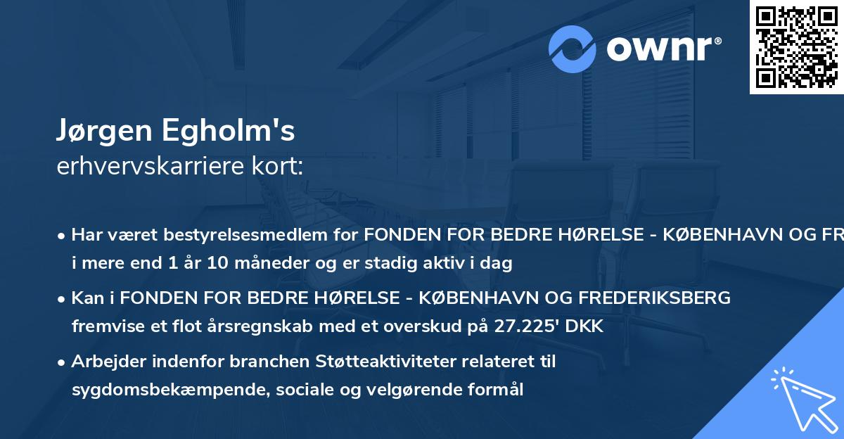 Jørgen Egholm's erhvervskarriere kort