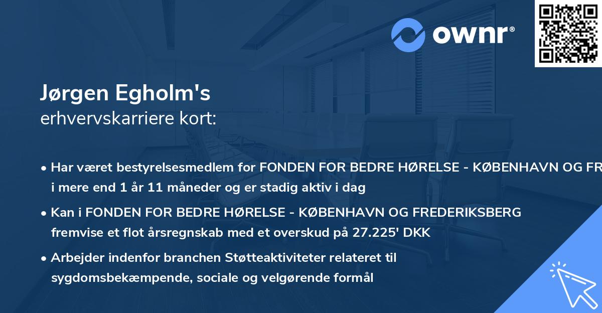 Jørgen Egholm's erhvervskarriere kort