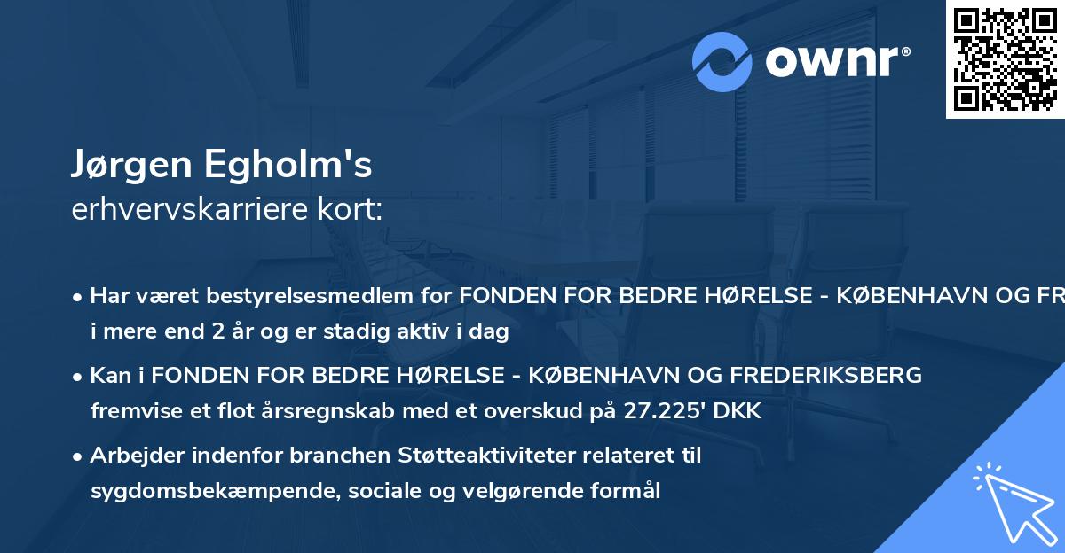 Jørgen Egholm's erhvervskarriere kort