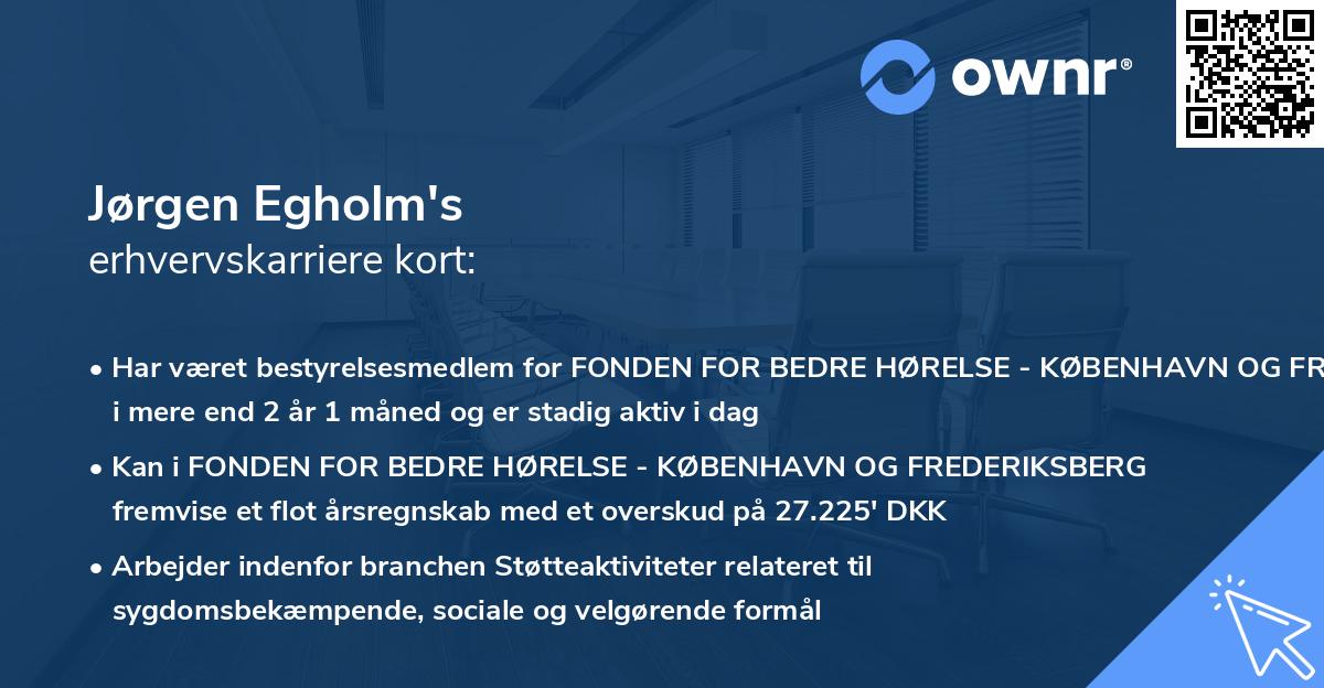 Jørgen Egholm's erhvervskarriere kort