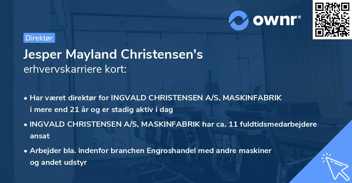Jesper Mayland Christensen's erhvervskarriere kort