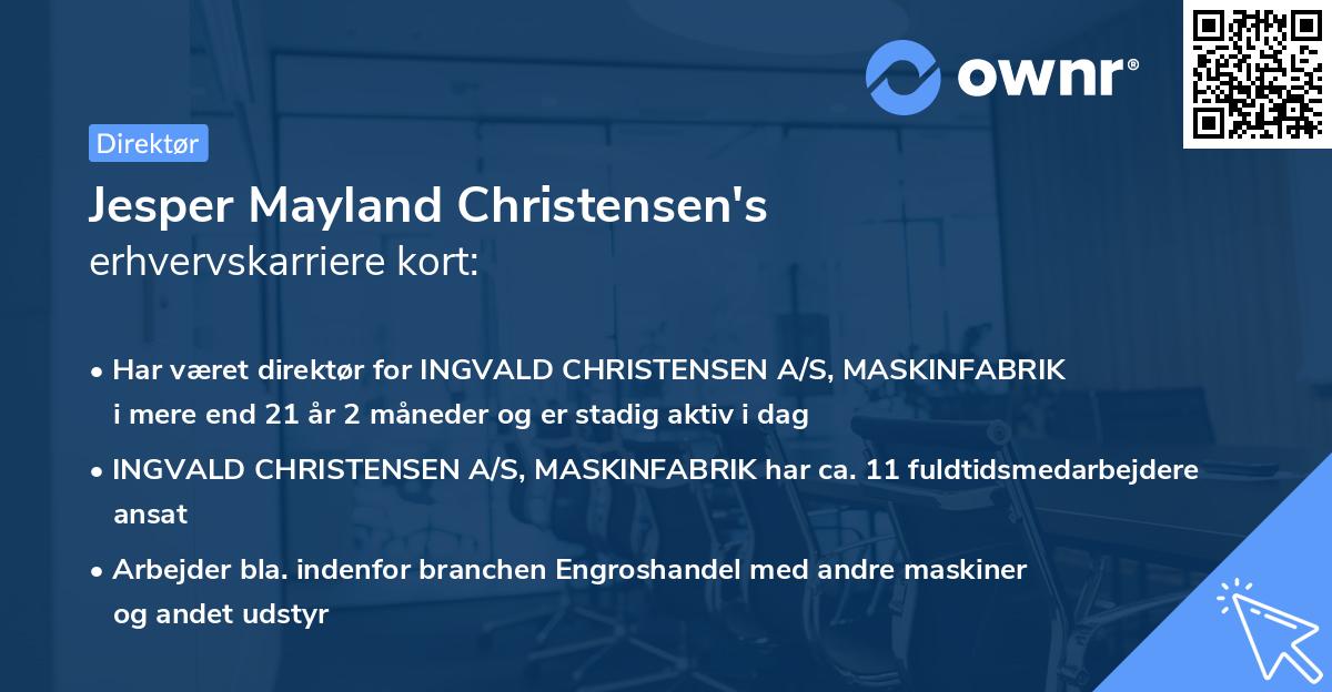 Jesper Mayland Christensen's erhvervskarriere kort