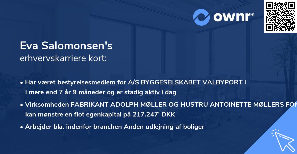 Eva Salomonsen's erhvervskarriere kort