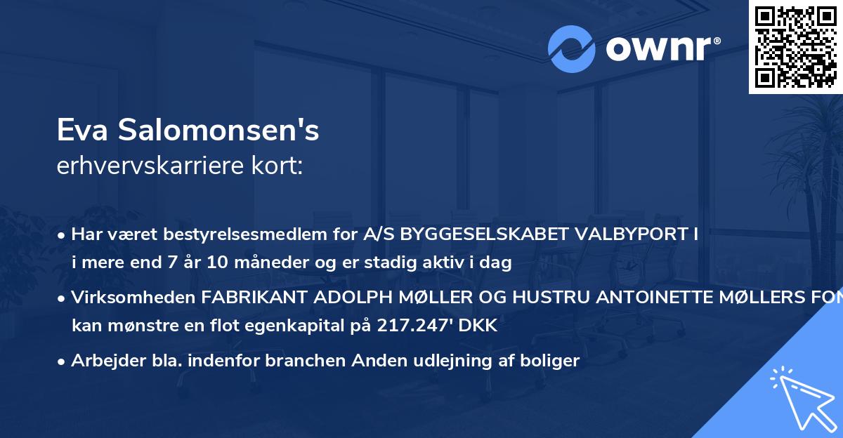 Eva Salomonsen's erhvervskarriere kort