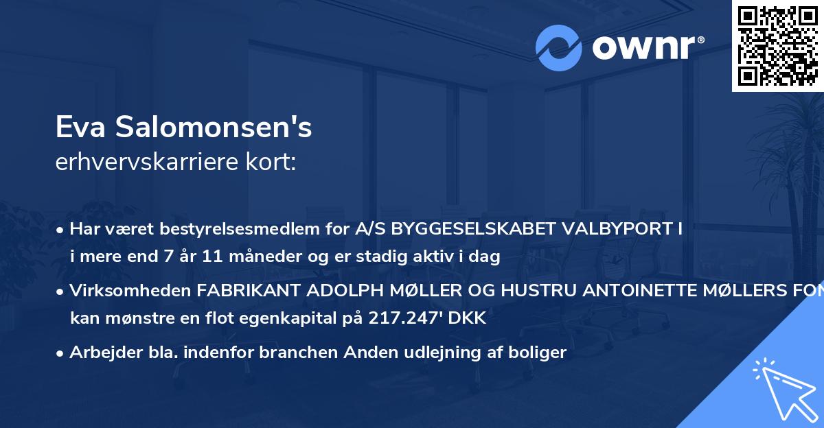 Eva Salomonsen's erhvervskarriere kort