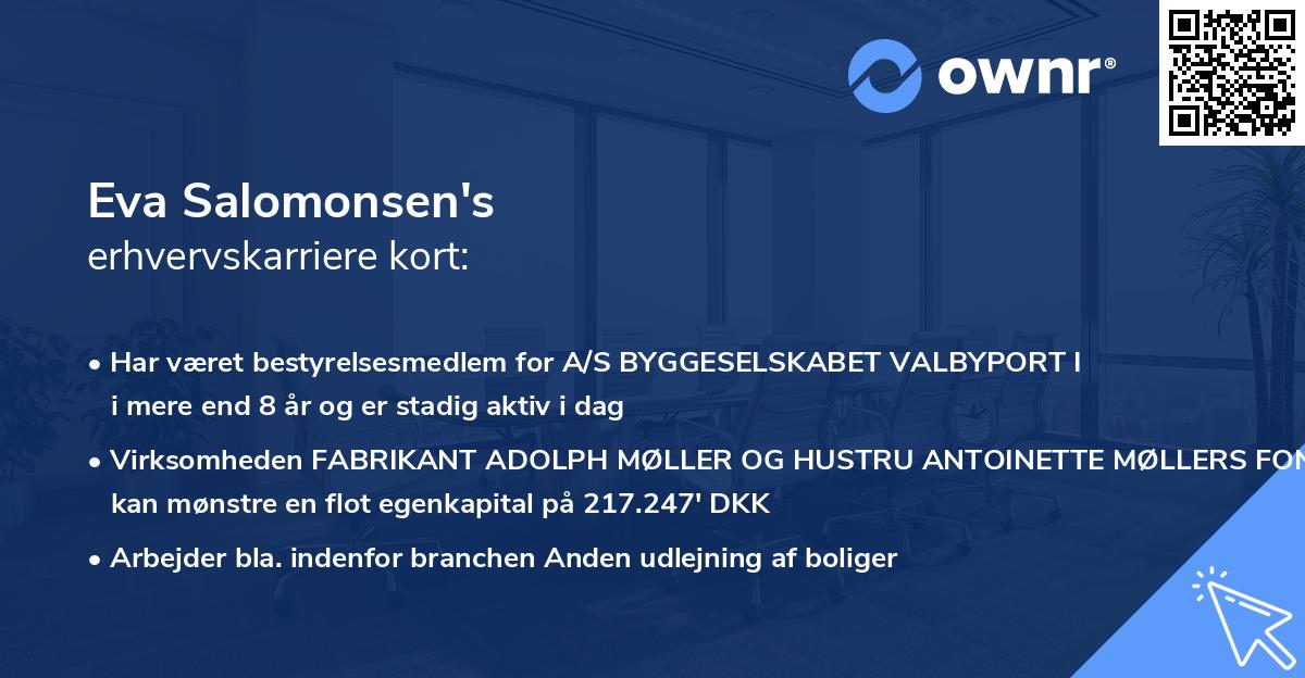 Eva Salomonsen's erhvervskarriere kort