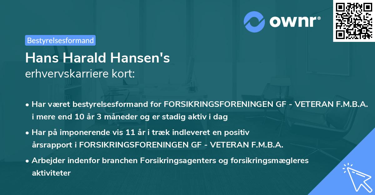 Hans Harald Hansen's erhvervskarriere kort