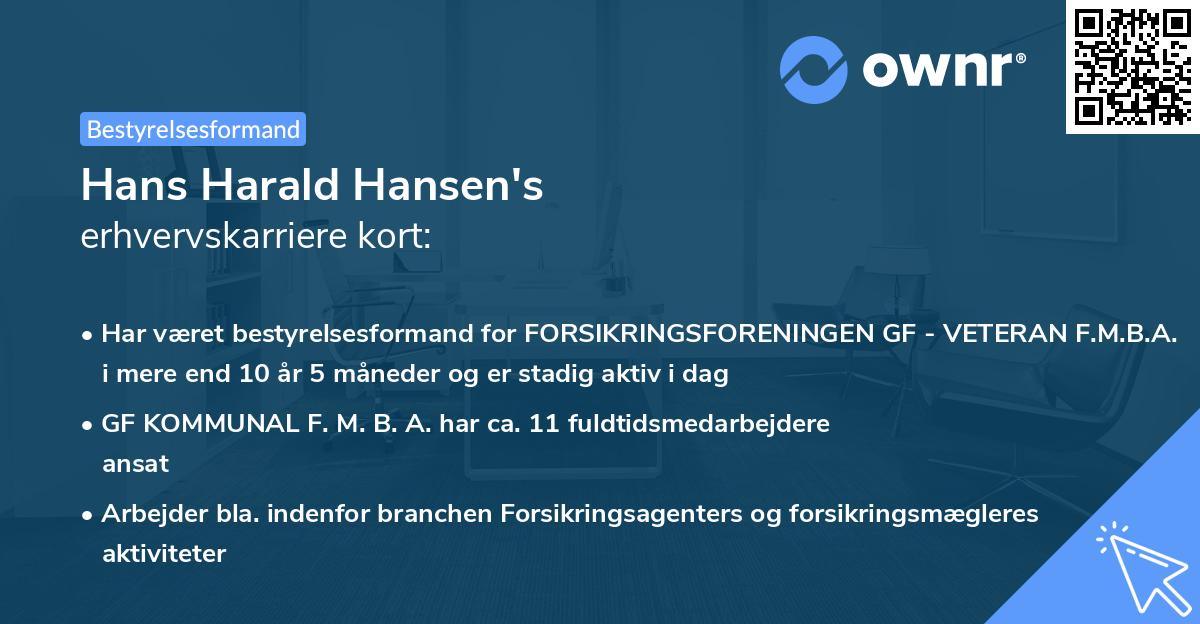 Hans Harald Hansen's erhvervskarriere kort