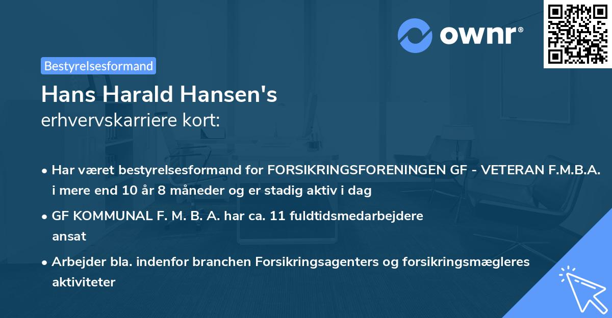 Hans Harald Hansen's erhvervskarriere kort