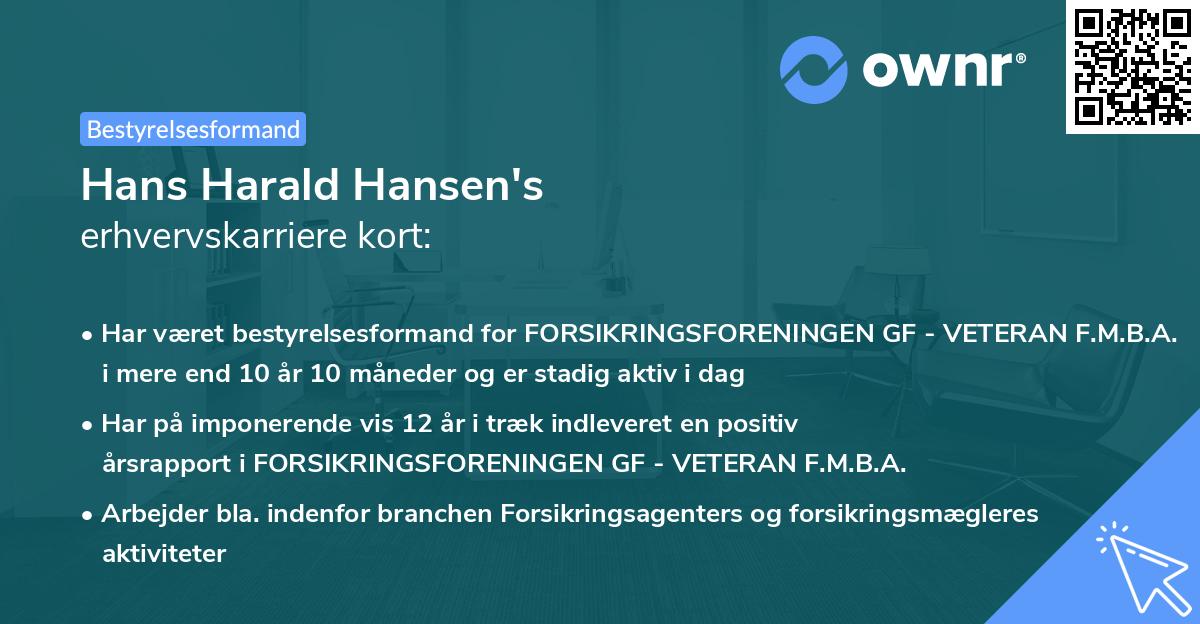 Hans Harald Hansen's erhvervskarriere kort