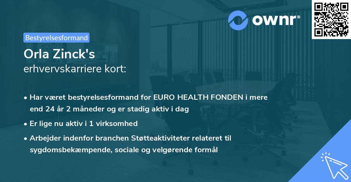 Orla Zinck's erhvervskarriere kort