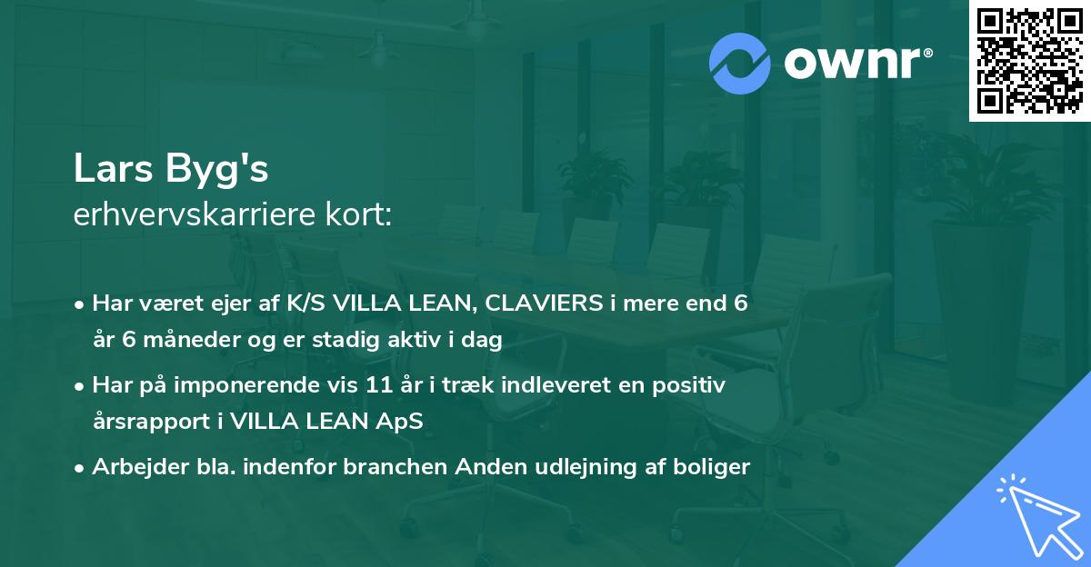 Lars Byg's erhvervskarriere kort