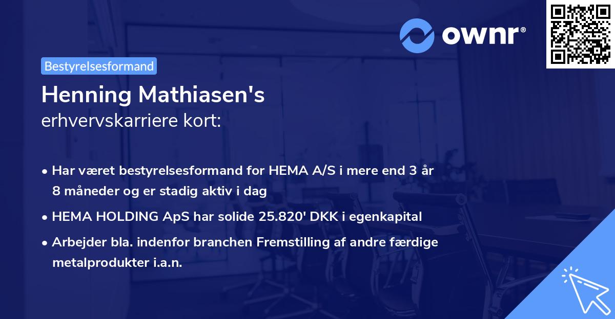Henning Mathiasen's erhvervskarriere kort