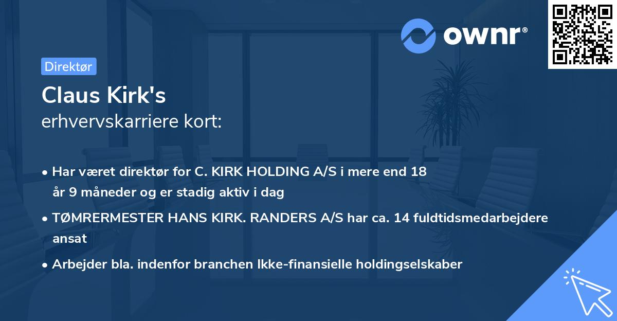 Claus Kirk's erhvervskarriere kort