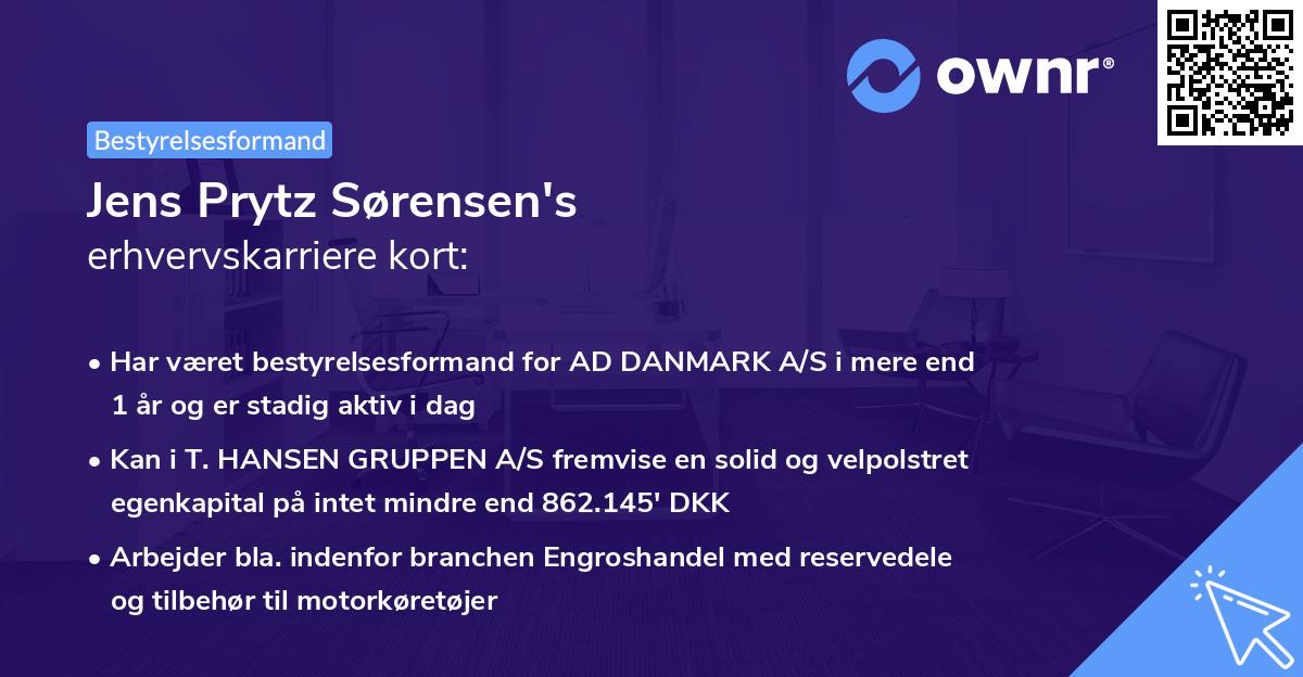 Jens Prytz Sørensen's erhvervskarriere kort