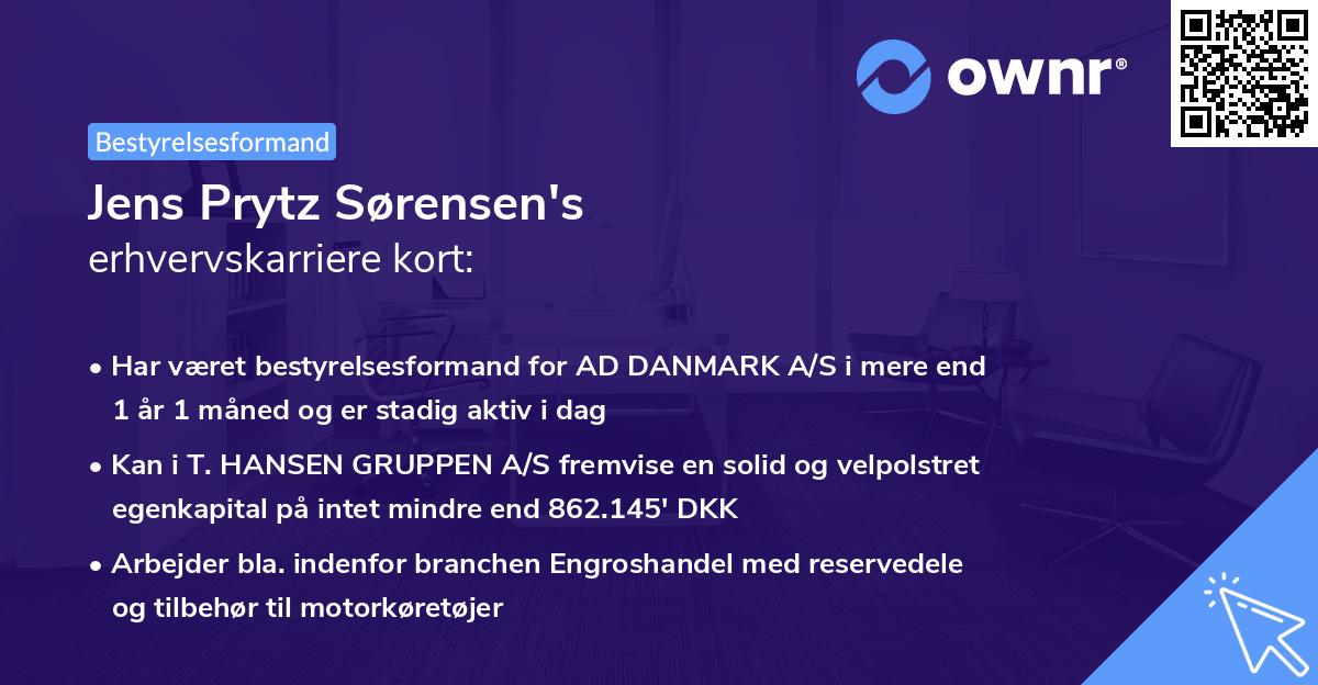 Jens Prytz Sørensen's erhvervskarriere kort