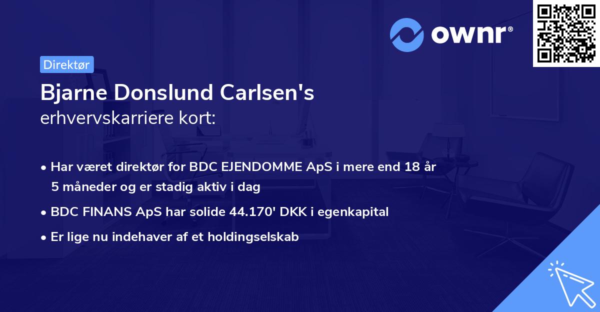 Bjarne Donslund Carlsen's erhvervskarriere kort