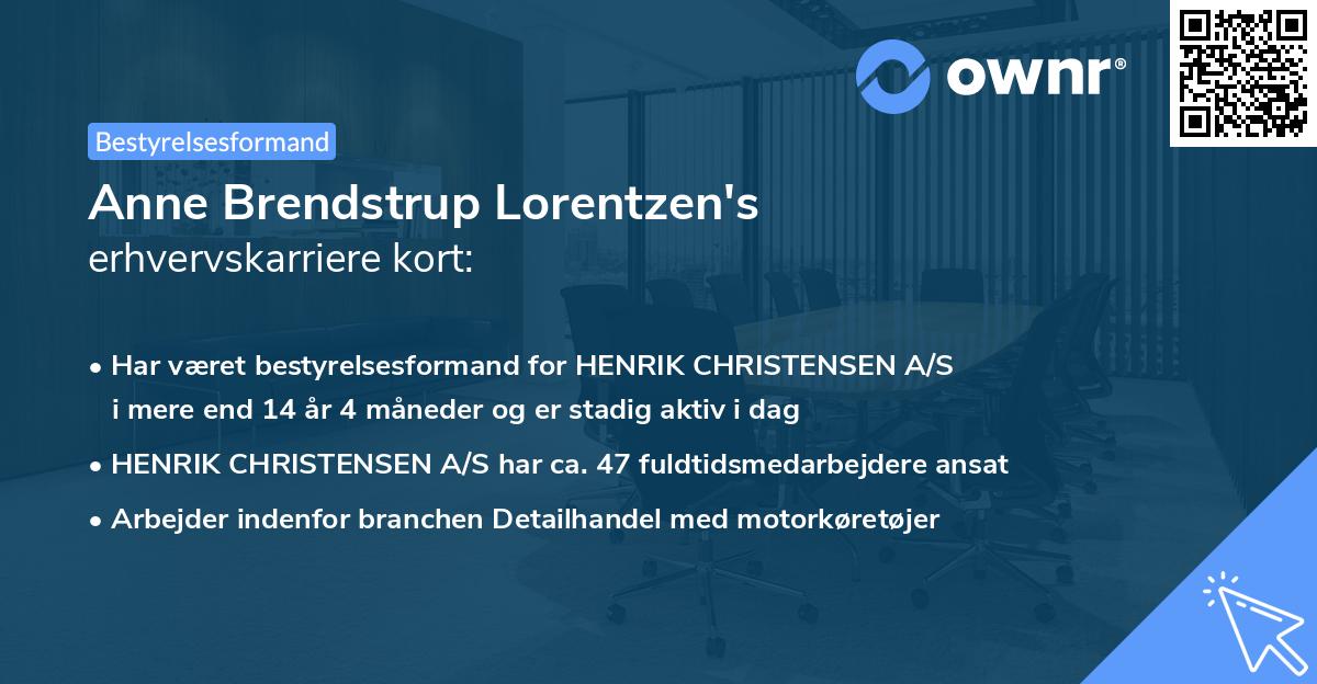 Anne Brendstrup Lorentzen's erhvervskarriere kort