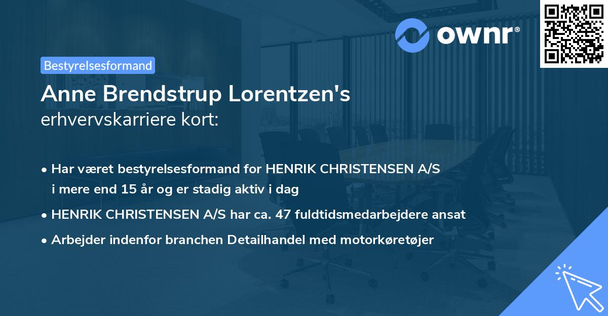 Anne Brendstrup Lorentzen's erhvervskarriere kort