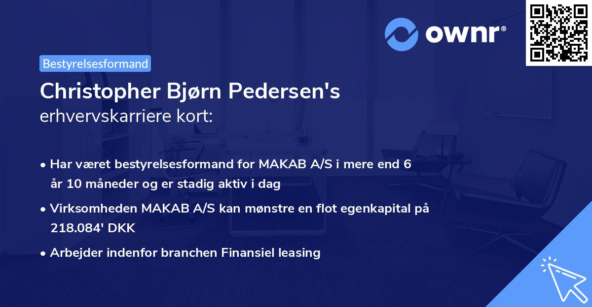 Christopher Bjørn Pedersen's erhvervskarriere kort