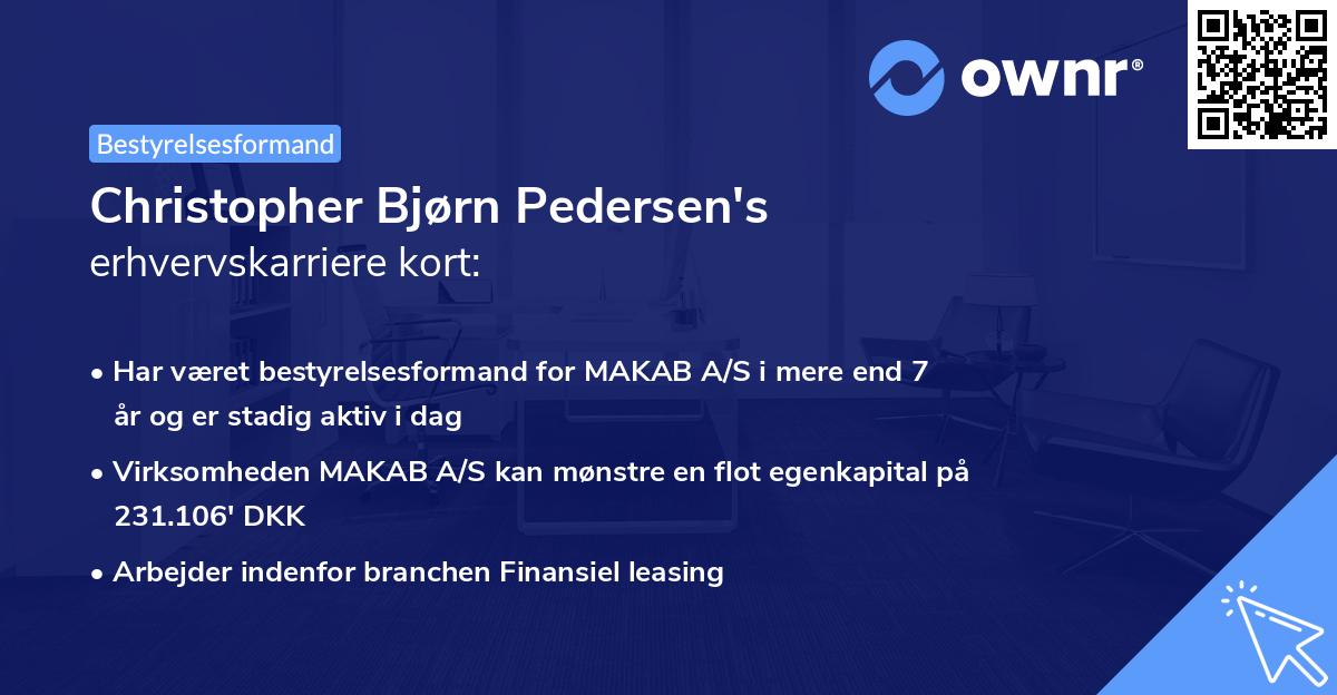 Christopher Bjørn Pedersen's erhvervskarriere kort