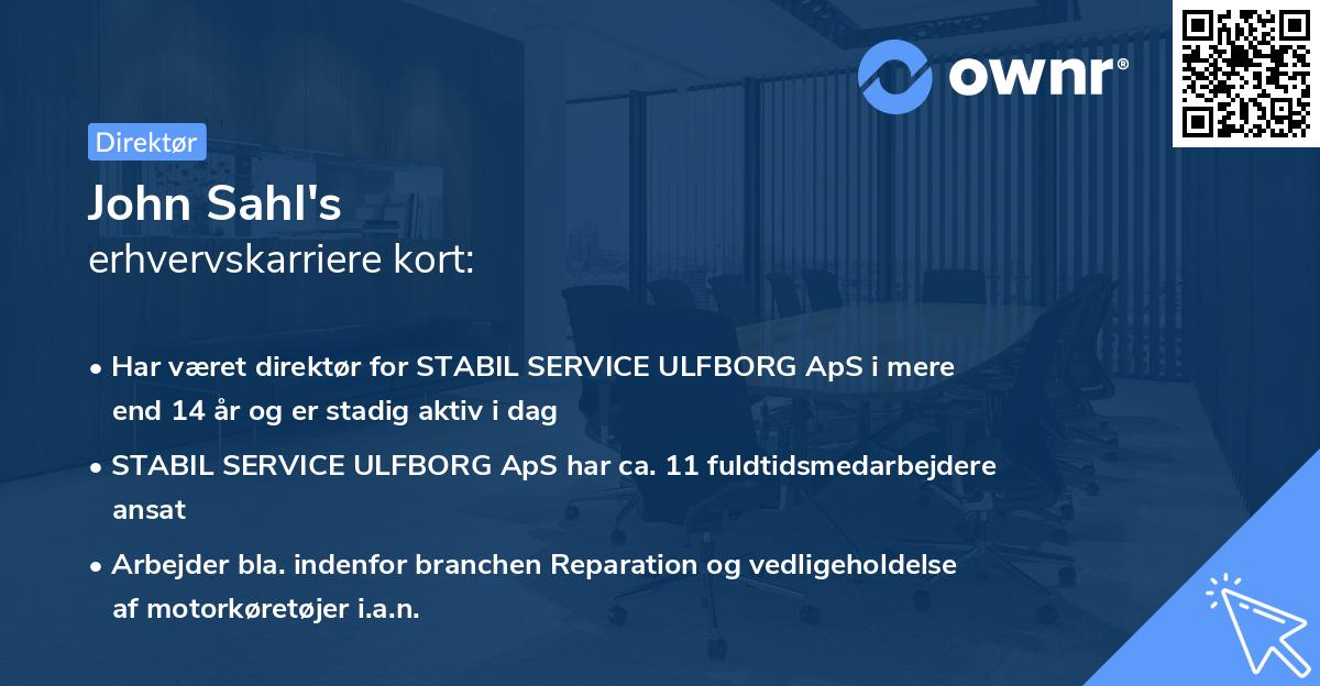 John Sahl's erhvervskarriere kort