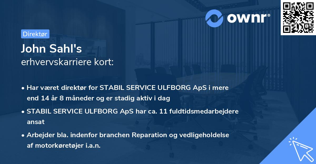 John Sahl's erhvervskarriere kort