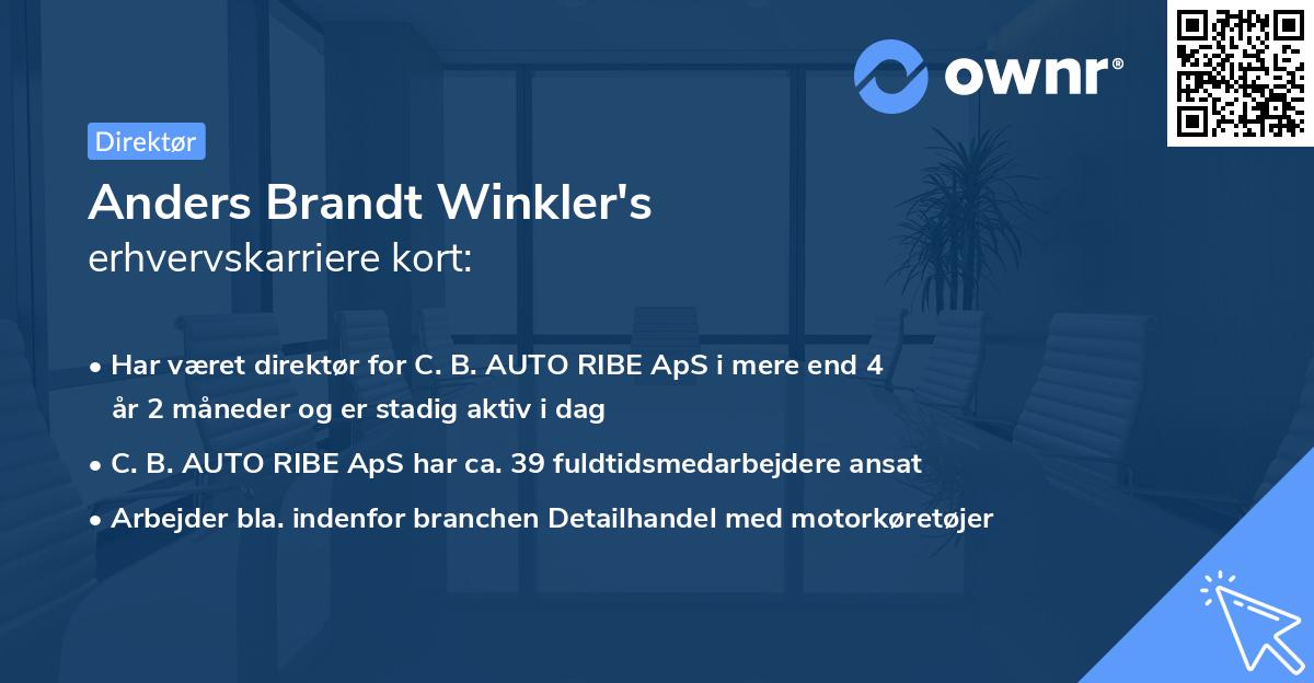 Anders Brandt Winkler's erhvervskarriere kort