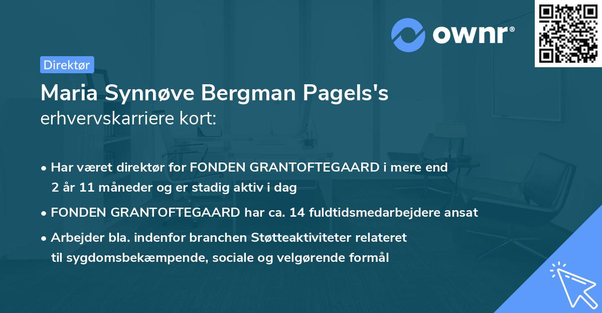 Maria Synnøve Bergman Pagels's erhvervskarriere kort