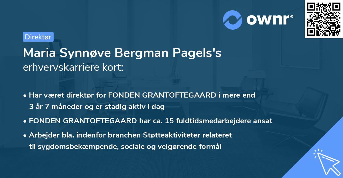 Maria Synnøve Bergman Pagels's erhvervskarriere kort