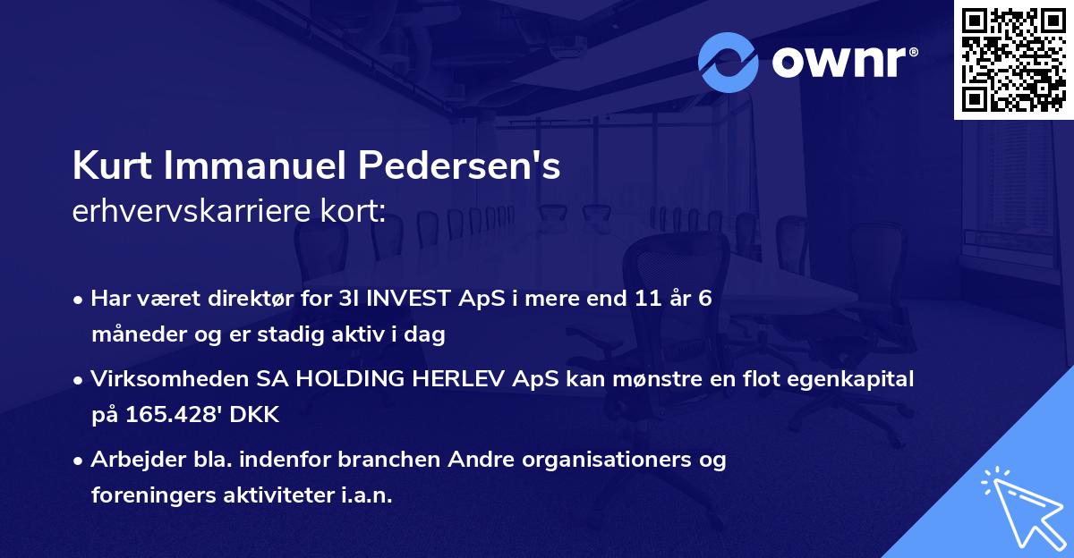 Kurt Immanuel Pedersen's erhvervskarriere kort