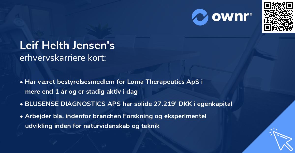 Leif Helth Jensen's erhvervskarriere kort