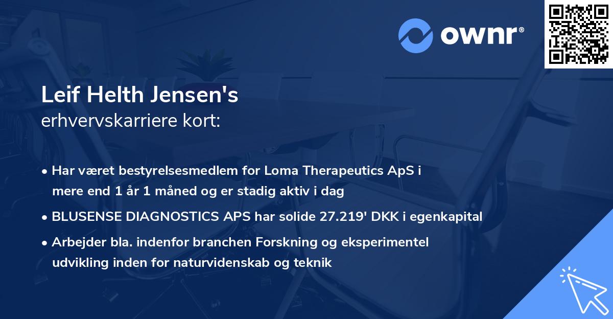 Leif Helth Jensen's erhvervskarriere kort