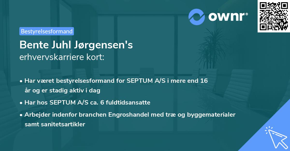 Bente Juhl Jørgensen's erhvervskarriere kort