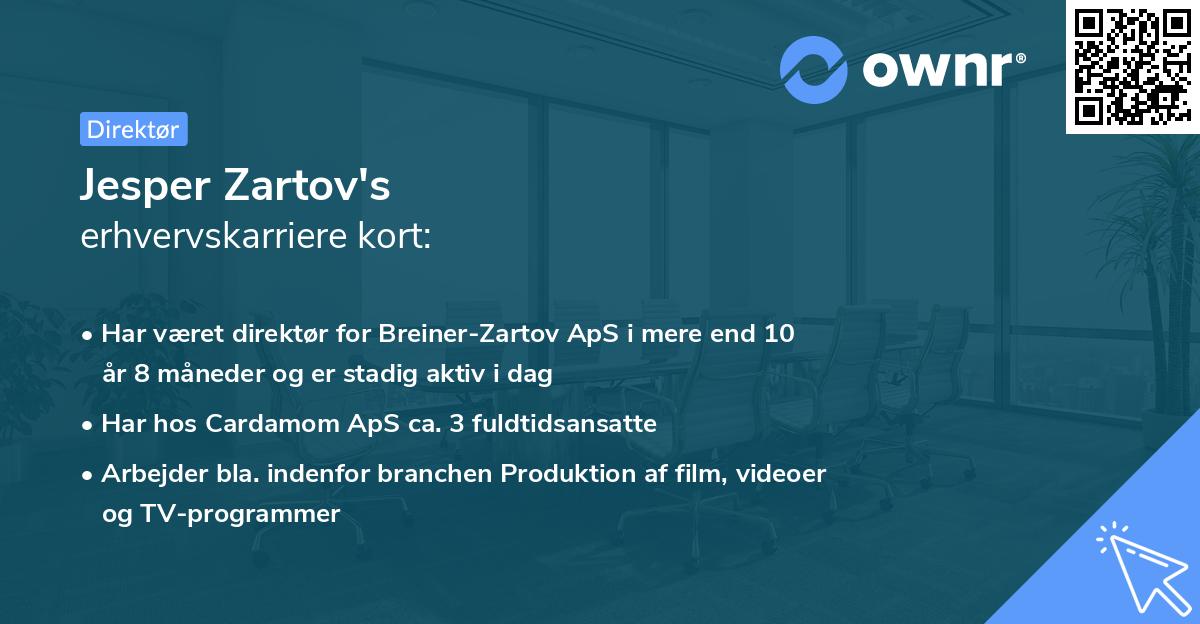Jesper Zartov's erhvervskarriere kort
