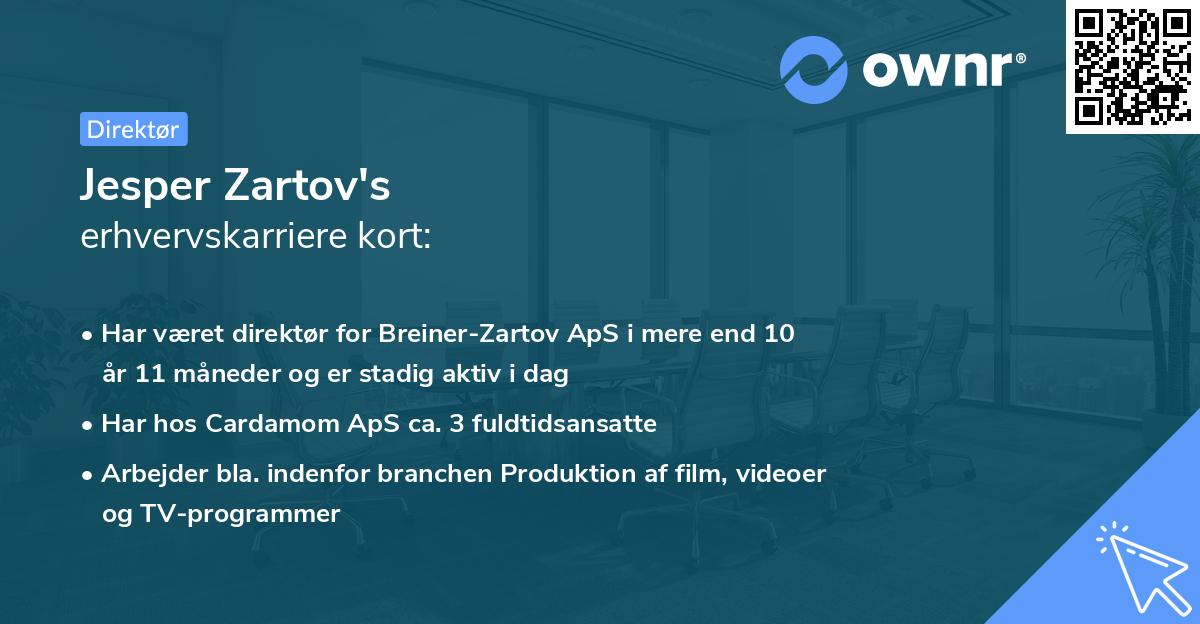 Jesper Zartov's erhvervskarriere kort