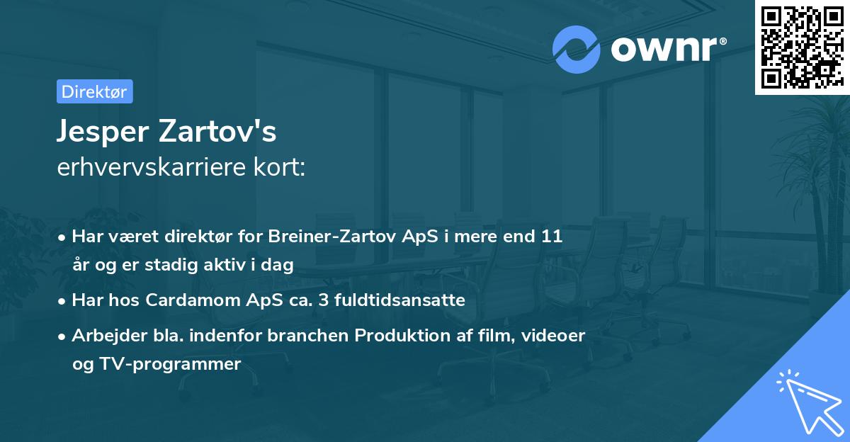 Jesper Zartov's erhvervskarriere kort
