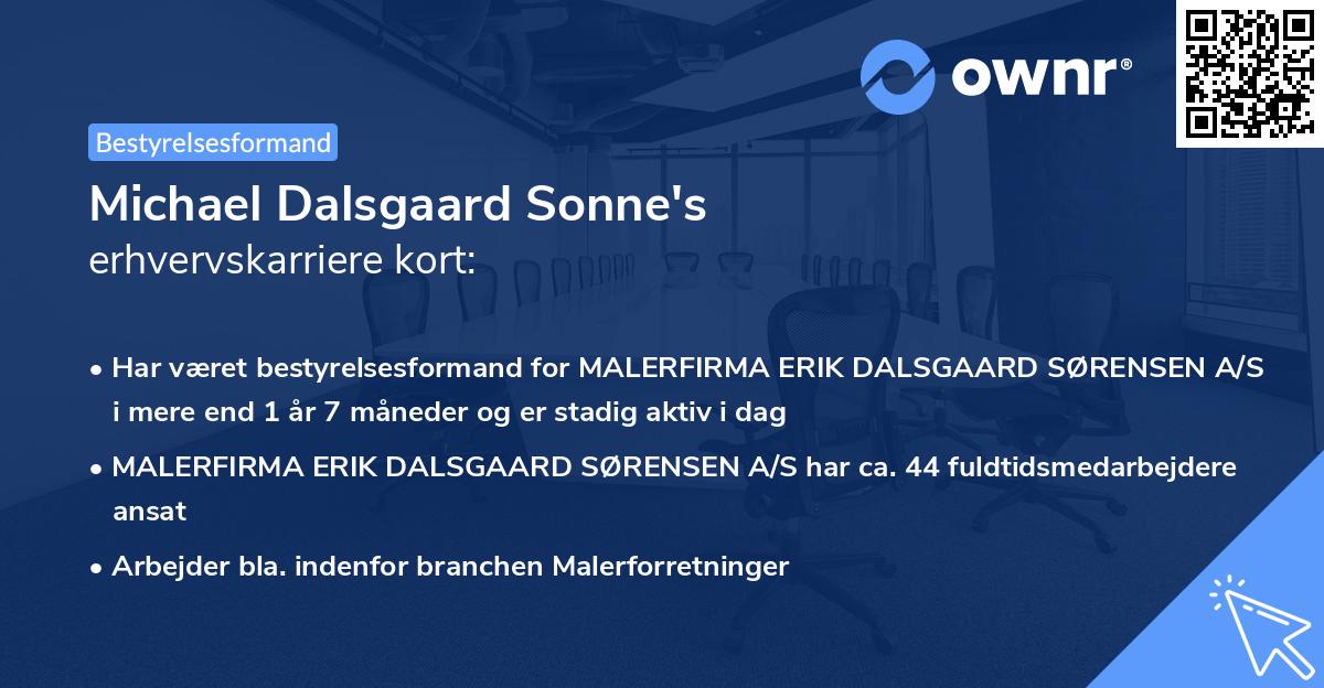 Michael Dalsgaard Sonne's erhvervskarriere kort