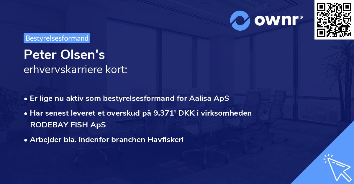Peter Olsen's erhvervskarriere kort