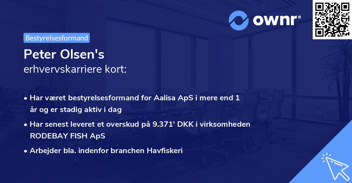 Peter Olsen's erhvervskarriere kort