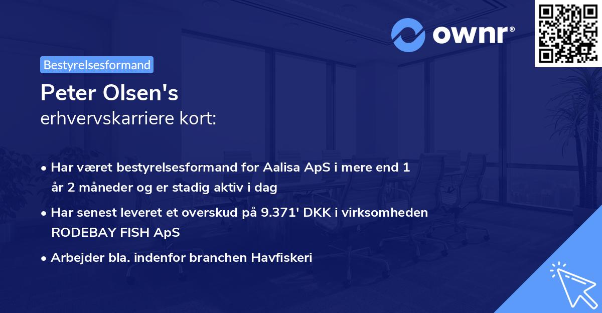 Peter Olsen's erhvervskarriere kort