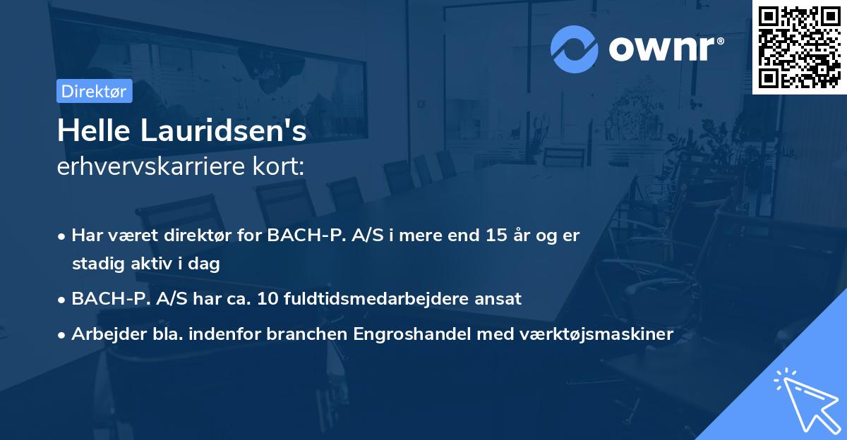 Helle Lauridsen's erhvervskarriere kort