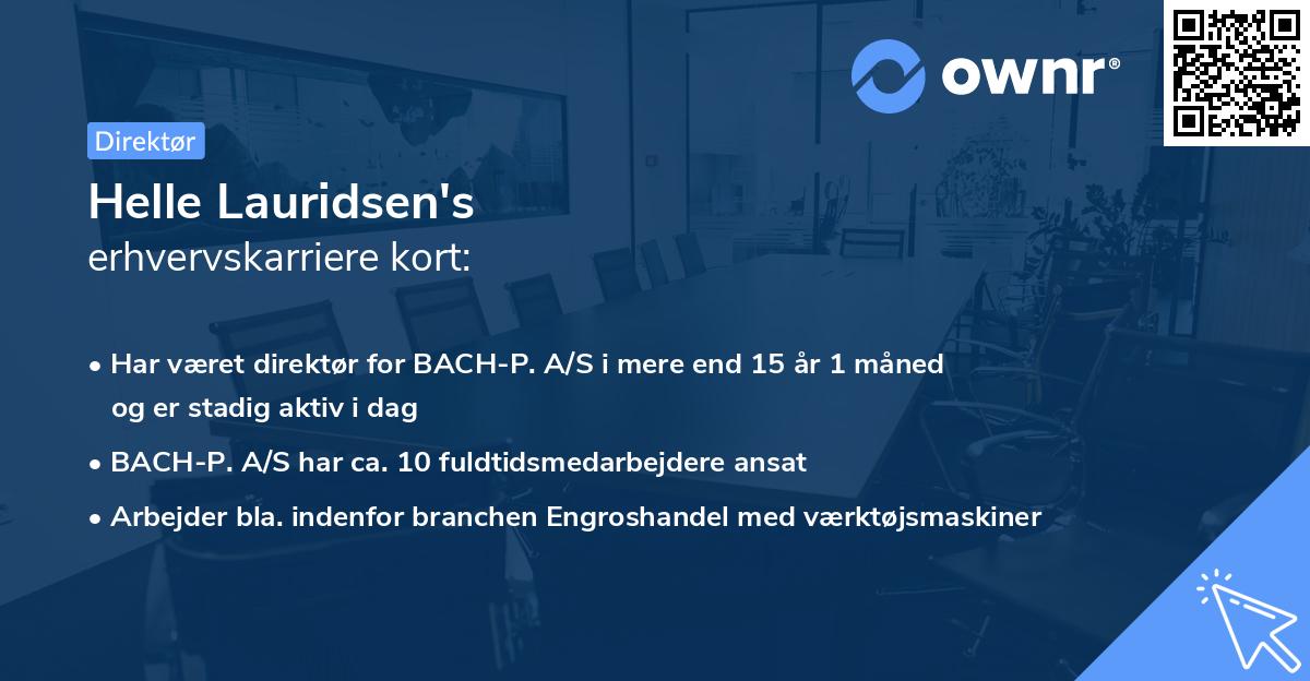 Helle Lauridsen's erhvervskarriere kort