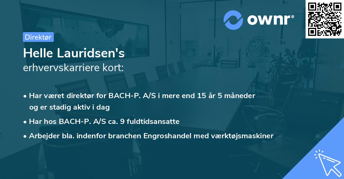 Helle Lauridsen's erhvervskarriere kort