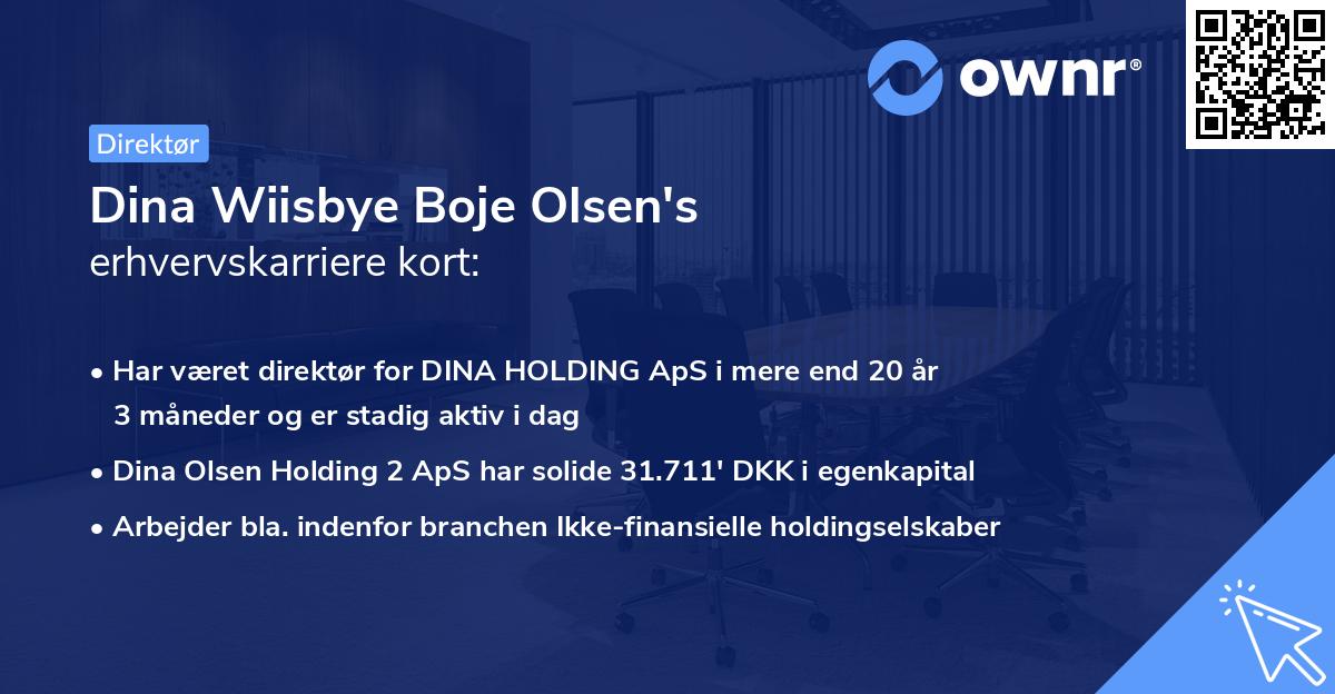 Dina Wiisbye Boje Olsen's erhvervskarriere kort