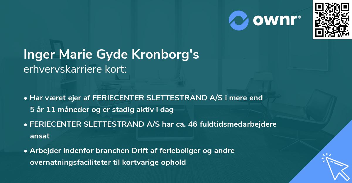 Inger Marie Gyde Kronborg's erhvervskarriere kort